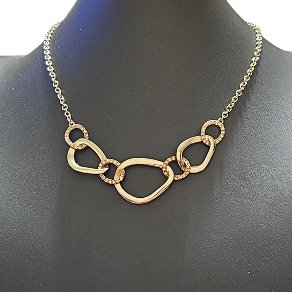 16" Gold Toned Chain Link SAQ Necklace Fashion Necklace L11 - Picture 1 of 4
